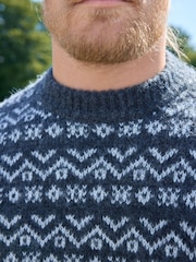 Charcoal Grey/White Relaxed Fit Brushed Crew Jumper - Image 4 of 7