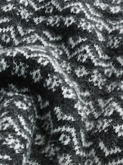Charcoal Grey/White Relaxed Fit Brushed Crew Jumper - Image 7 of 7