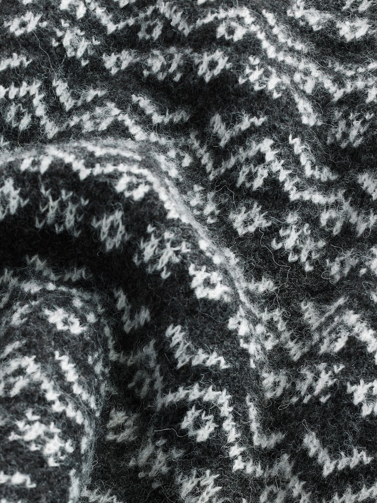 Charcoal Grey/White Relaxed Fit Brushed Crew Jumper - Image 7 of 7