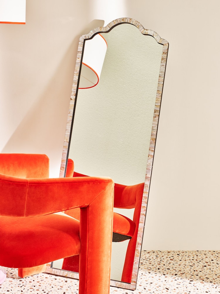 Oliver Bonas Natural Mila Mother of Pearl Full Length Mirror - Image 1 of 4 Oliver Bonas Natural Mila Mother of Pearl Full Length Mirror - Image 1 of 4