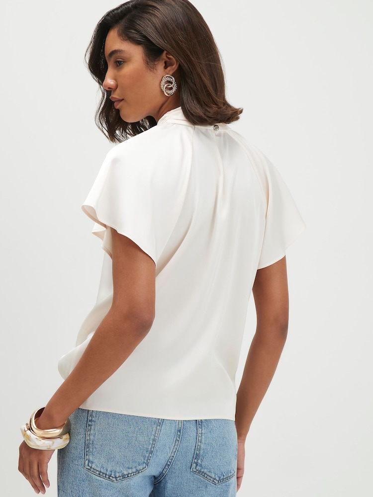 River Island Satin Angel Sleeve Twist Front Top - 4의 이미지 4