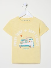 FatFace Judes Yellow Ice Cream T-Shirt - Image 6 of 6