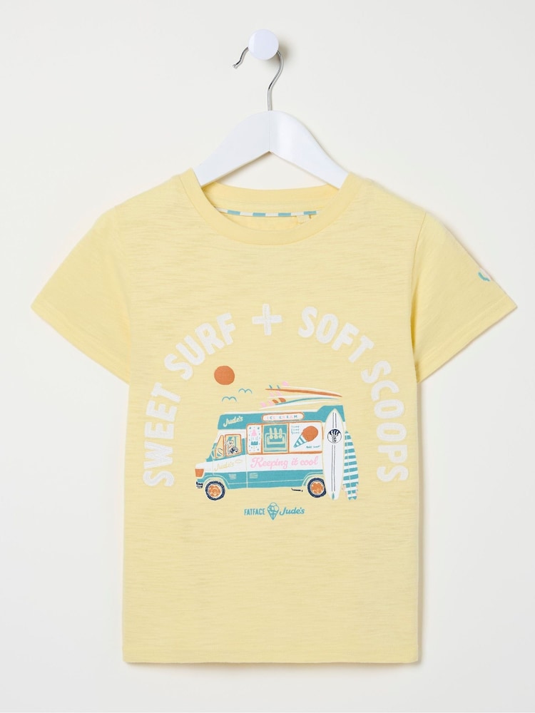 FatFace Judes Yellow Ice Cream T-Shirt - Image 6 of 6