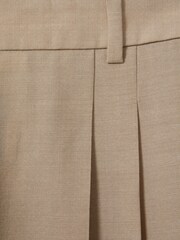 Reiss Neutral Sadie Petite Wool Pleat Front Wide Leg Suit Trousers - Image 6 of 7