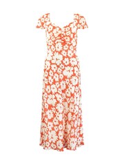 Ro&Zo Red Petite Daisy Print Sweetheart Neckline Midi Dress - Image 5 of 5