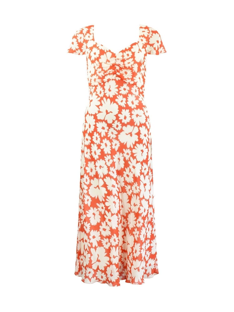 Ro&Zo Red Petite Daisy Print Sweetheart Neckline Midi Dress - Image 5 of 5