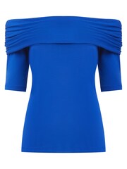 Joe Browns Blue Slim Fit Fold Over Bardot Jersey Top - Image 4 of 4