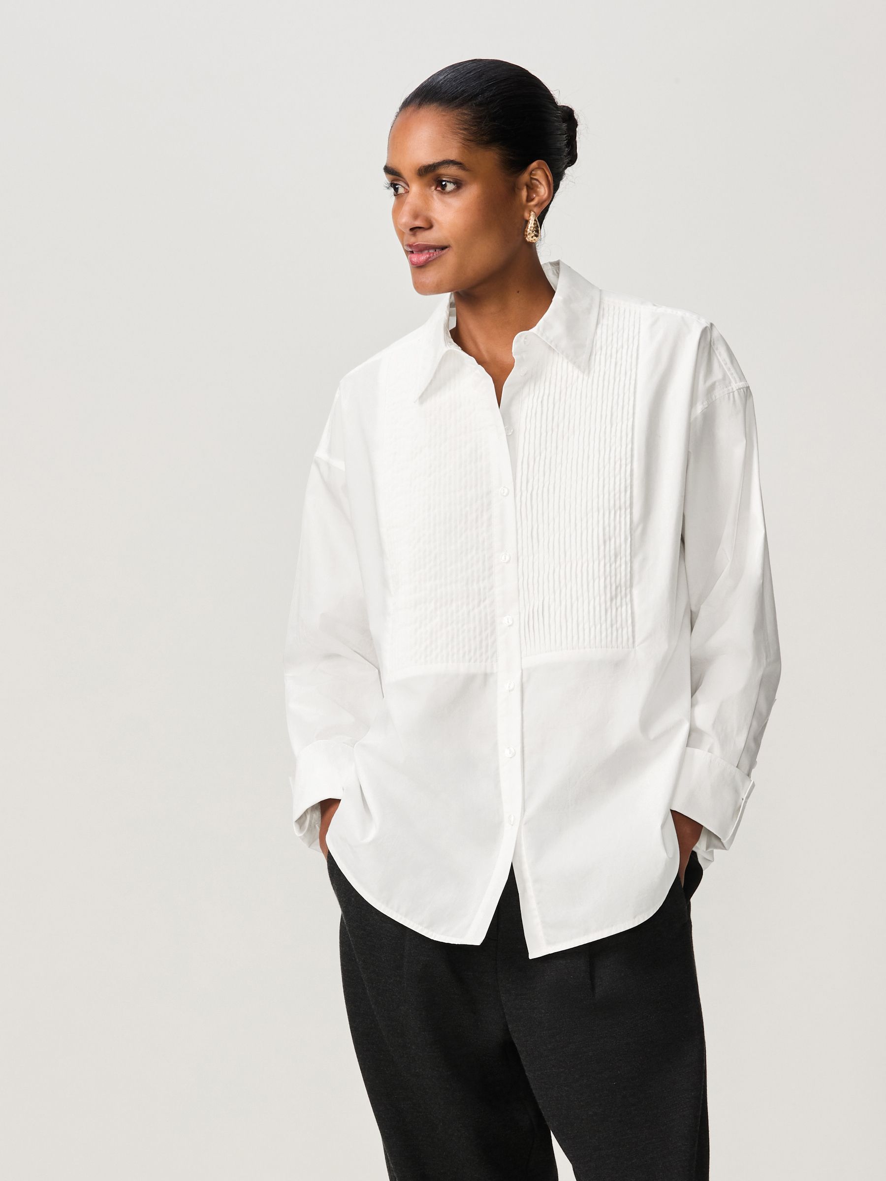 Buy White Pleated Bib Front 100% Cotton Long Sleeve Shirt from Next  Luxembourg