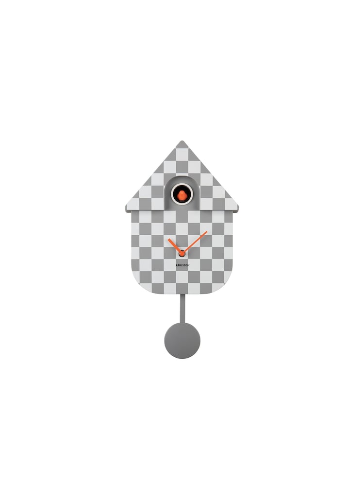Karlsson Mouse Grey Modern Cuckoo Checker ABS Wall Clock - Image 2 of 4