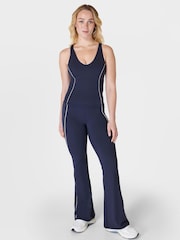 Sweaty Betty Navy Blue Supersoft Picot Lace Strappy Bra Tank Top - Image 4 of 7