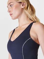 Sweaty Betty Navy Blue Supersoft Picot Lace Strappy Bra Tank Top - Image 5 of 7