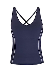 Sweaty Betty Navy Blue Supersoft Picot Lace Strappy Bra Tank Top - Image 7 of 7
