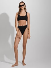 Good American Black Good American Always Fits Textured Scoop Neck Bikini Top - Image 4 of 5