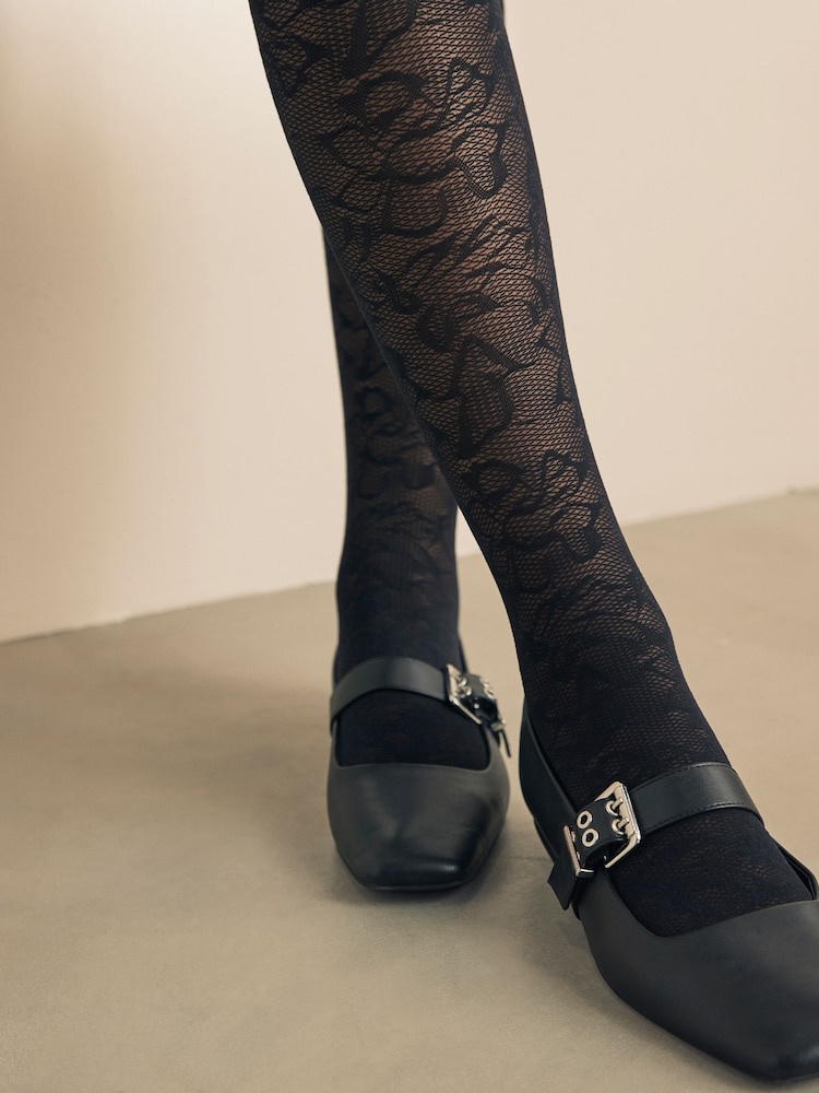 Black Lace Bum, Tum And Thigh Shaping Tights - Image 3 of 3