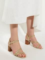 Dune London Gold Jelen Rope Block Heel Sandals - Image 1 of 6