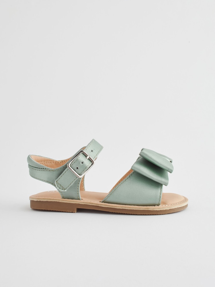 Sage Green Satin Bridesmaid Bow Sandals - Image 2 of 7