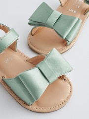 Sage Green Satin Bridesmaid Bow Sandals - Image 4 of 7