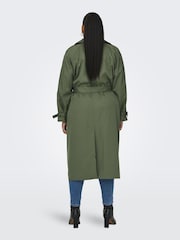 ONLY Curve Green Tie Waist Trench Coat - Image 2 of 7