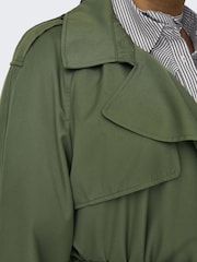 ONLY Curve Green Tie Waist Trench Coat - Image 5 of 7