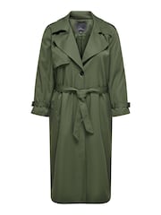 ONLY Curve Green Tie Waist Trench Coat - Image 6 of 7
