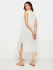 Long Tall Sally White Longline Crochet Waistcoat - Image 3 of 6