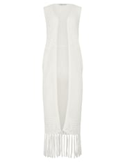 Long Tall Sally White Longline Crochet Waistcoat - Image 6 of 6