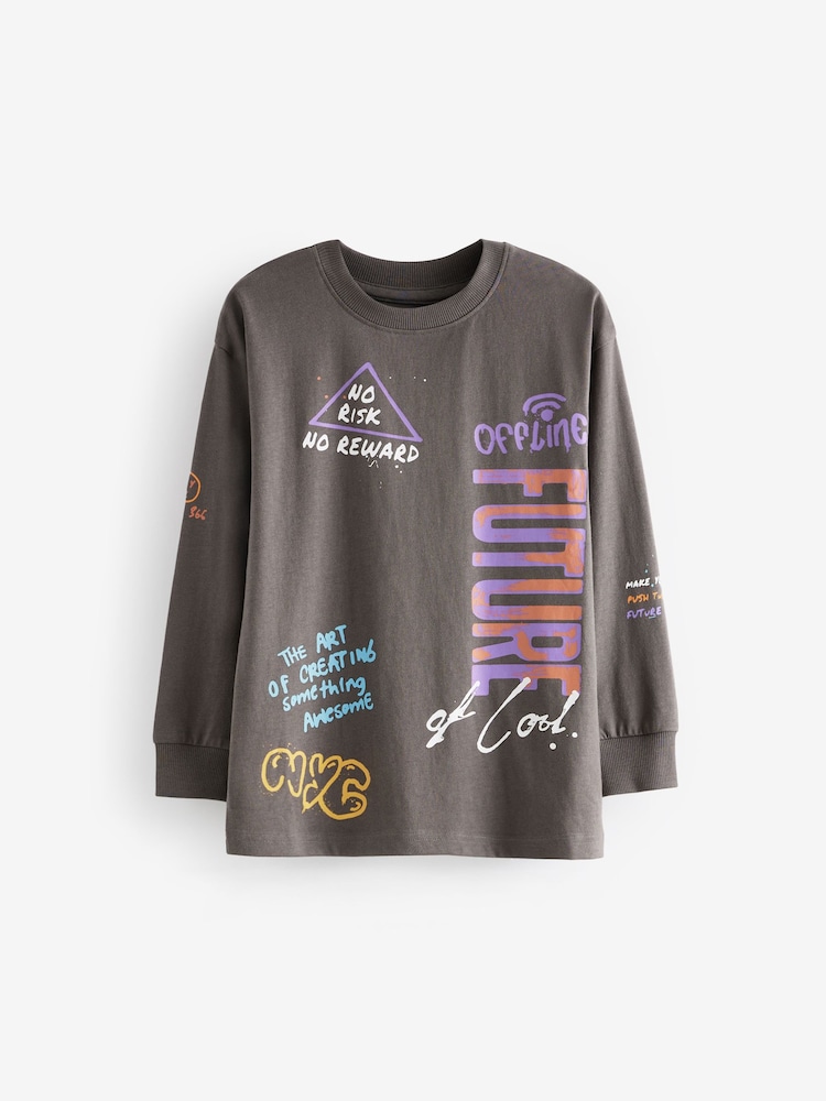 Black/Purple Smile Checkerboard 2 Pack Long Sleeve Pyjamas (3-16yrs) - Image 10 of 14