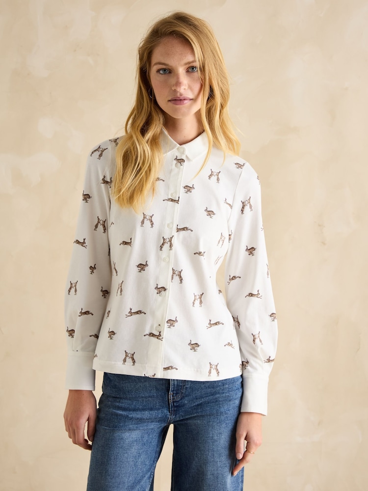 Joules Cream Hares Joules X Eleanor Tomlinson Jersey Shirt - Image 1 of 6