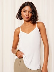 Friends Like These Ivory White Longline V Neck Lightweight Cami Vest - Image 1 of 4