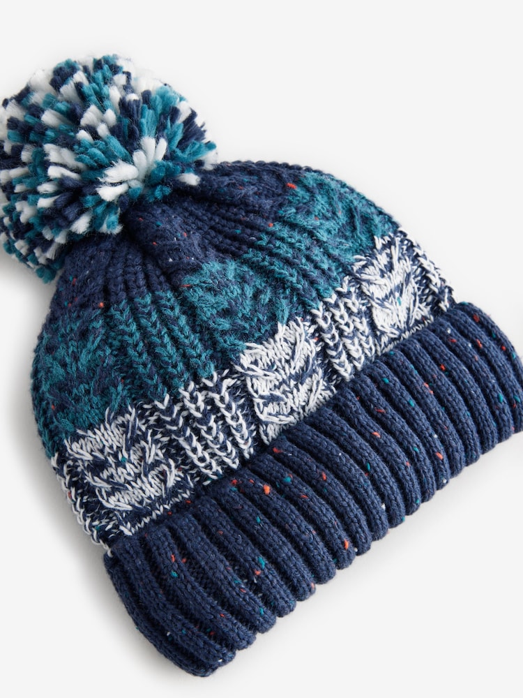 Teal Blue Stripe Hat, Scarf and Gloves Set (3-16yrs) - Image 4 of 4
