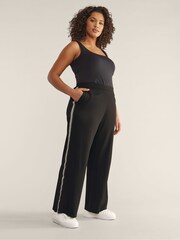Evans Ponte Wide Leg Side Stripe Black Trousers - Image 2 of 5