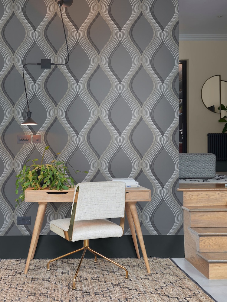 Graham & Brown Grey Euphoria Wallpaper Sample - Image 1 of 3