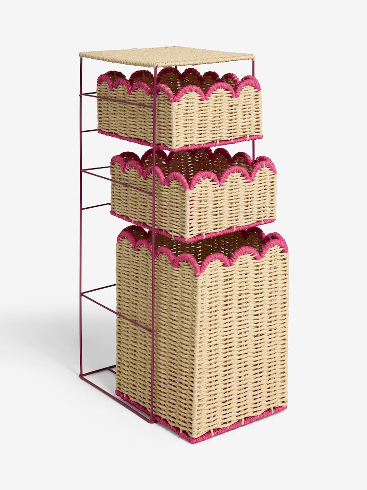 Natural Scallop Edge Woven Storage Drawers - Image 8 of 8 Natural Scallop Edge Woven Storage Drawers - Image 8 of 8