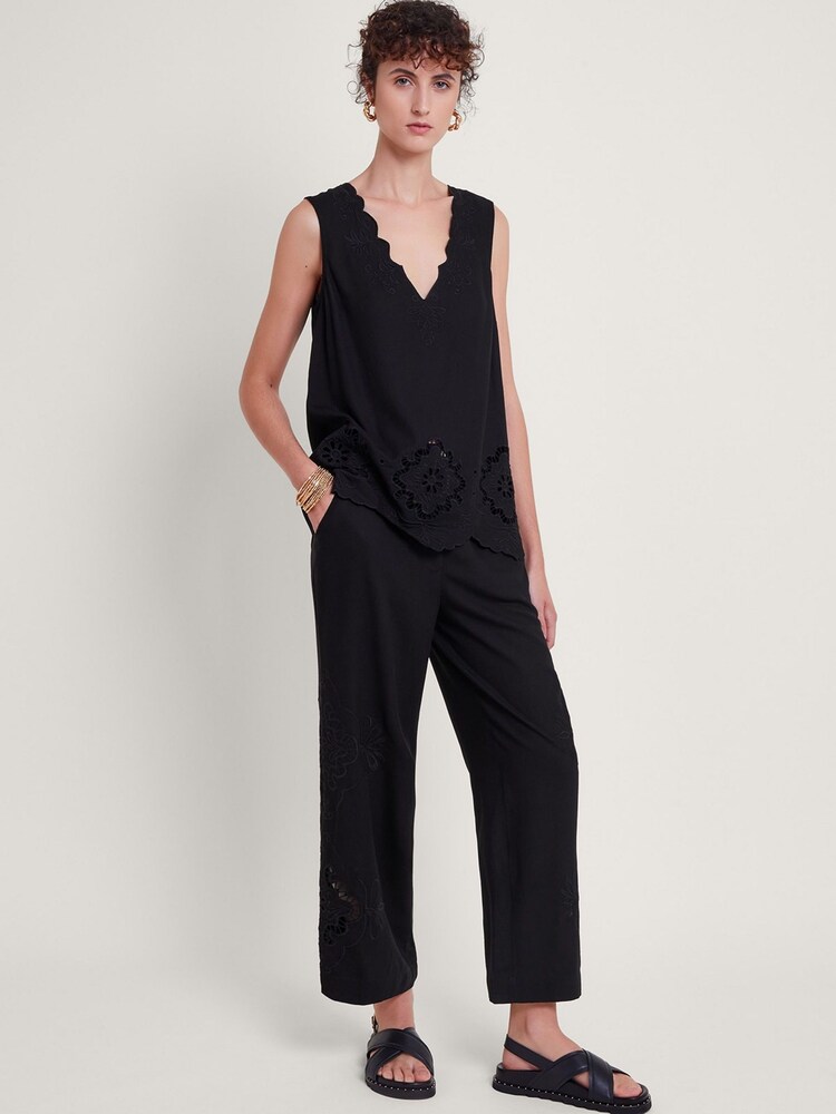 Monsoon Black Cutwork Cara Trousers - Image 1 of 5