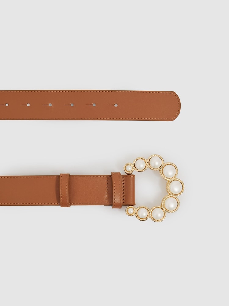 Camilla Elphick Leather Pearl Buckle Belt - Image 4 of 4