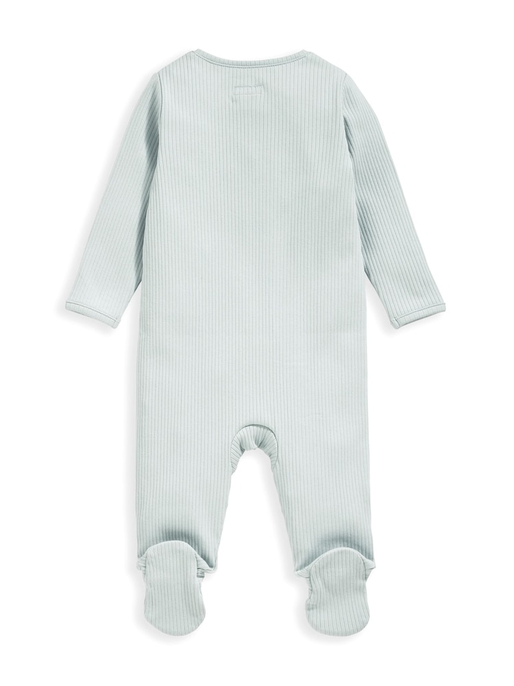 Mamas & Papas Rib Blue Zip Sleepsuit - Image 2 of 3