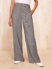 Friends Like These Grey Wide Leg Twill Belted Trouser - Image 1 of 4