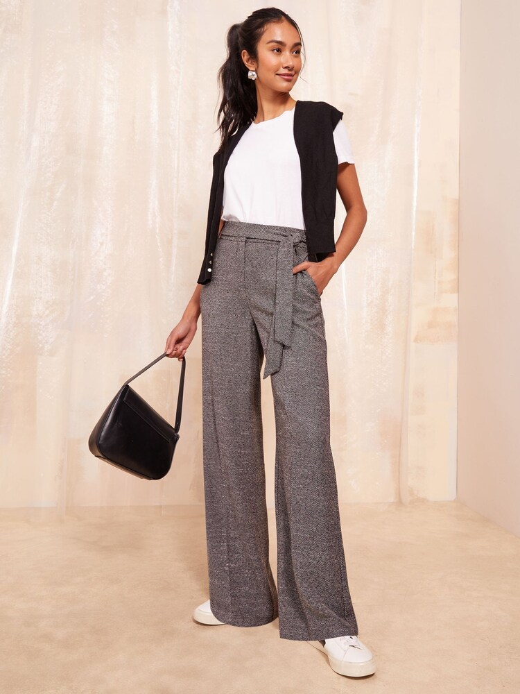 Friends Like These Grey Wide Leg Twill Belted Trouser - Image 2 of 4