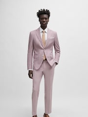 BOSS Pink Slim-Fit Jacket In A Micro-Patterned Cotton Blend - Image 1 of 6