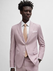 BOSS Pink Slim-Fit Jacket In A Micro-Patterned Cotton Blend - Image 2 of 6
