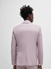 BOSS Pink Slim-Fit Jacket In A Micro-Patterned Cotton Blend - Image 3 of 6