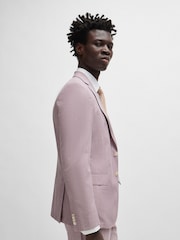 BOSS Pink Slim-Fit Jacket In A Micro-Patterned Cotton Blend - Image 4 of 6