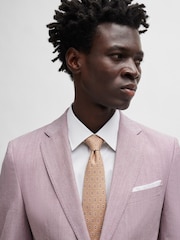 BOSS Pink Slim-Fit Jacket In A Micro-Patterned Cotton Blend - Image 5 of 6