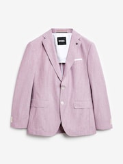 BOSS Pink Slim-Fit Jacket In A Micro-Patterned Cotton Blend - Image 6 of 6