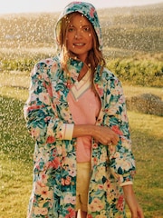 Joules Holkham Floral Waterproof Packable Raincoat With Hood - Image 3 of 10