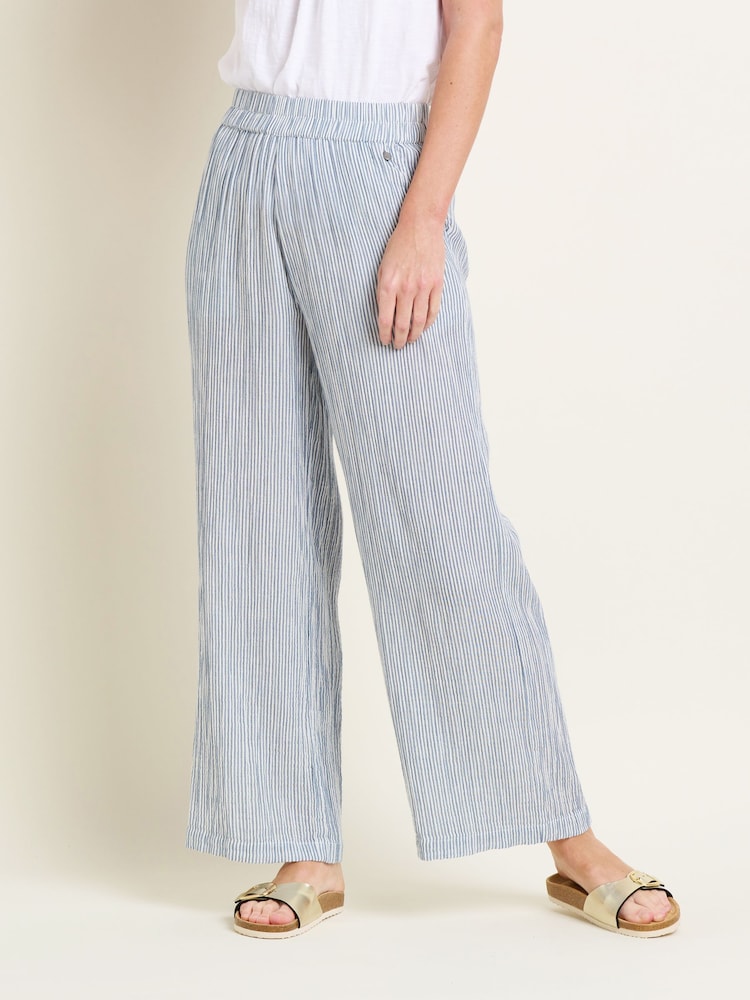 Brakeburn Blue 100% Cotton Stevie Beach Joggers - Image 1 of 4