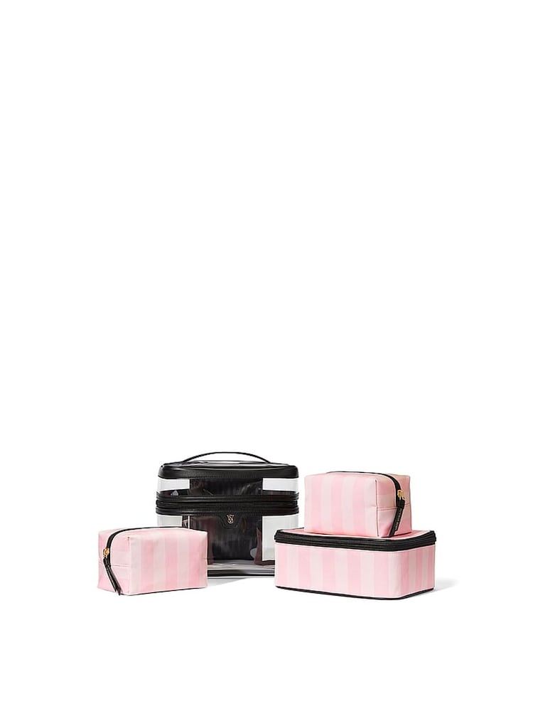 Victoria's Secret Iconic Stripe Pink 4 in 1 Makeup Bag - Image 1 of 3