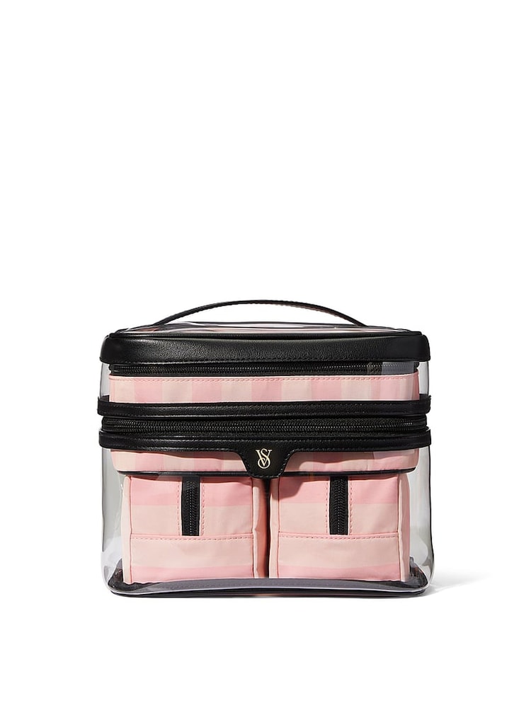 Victoria's Secret Iconic Stripe Pink 4 in 1 Makeup Bag - Image 2 of 3