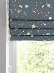 Sophie Allport Teal Blue Space Made to Measure 100% Cotton Roman Blinds - Image 2 of 6