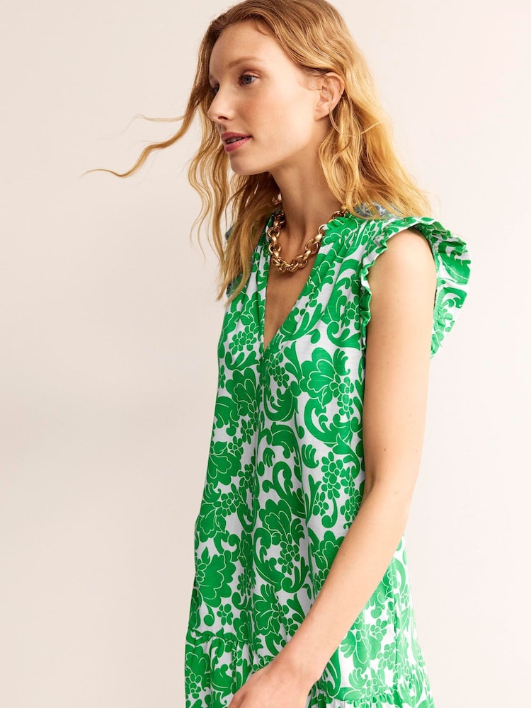 Boden Green Daisy Jersey Short Tier Dress - Image 2 of 5